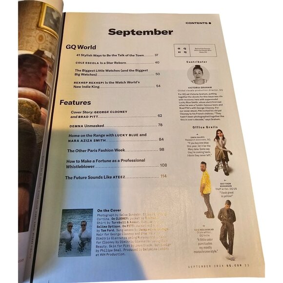 GQ Magazine September 2024 George Clooney Brad Pitt Edition US Gentlemens Quarte - Picture 3 of 9